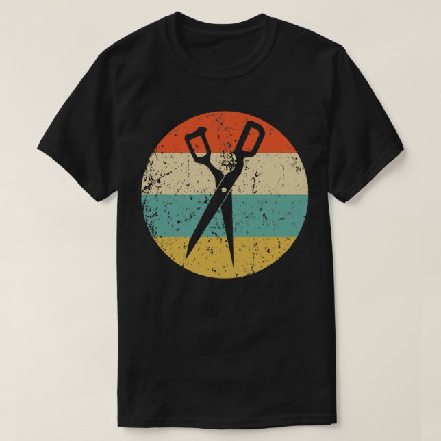 Hair Cutting Shears Scissors Retro Hairdresser Bar T-Shirt (Design vorne)