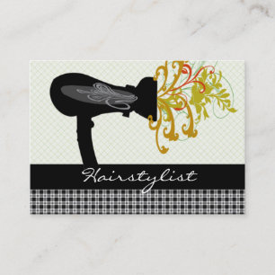 Hair Designer Hairstylist Black Gingham Patterns Visitenkarte