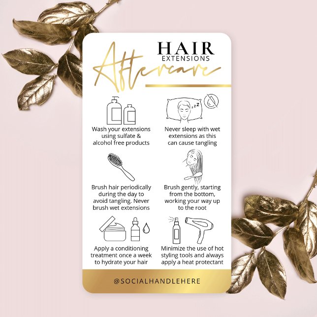 Hair Extensions Care Guide White & Gold Friseur Visitenkarte (Von Creator hochgeladen)