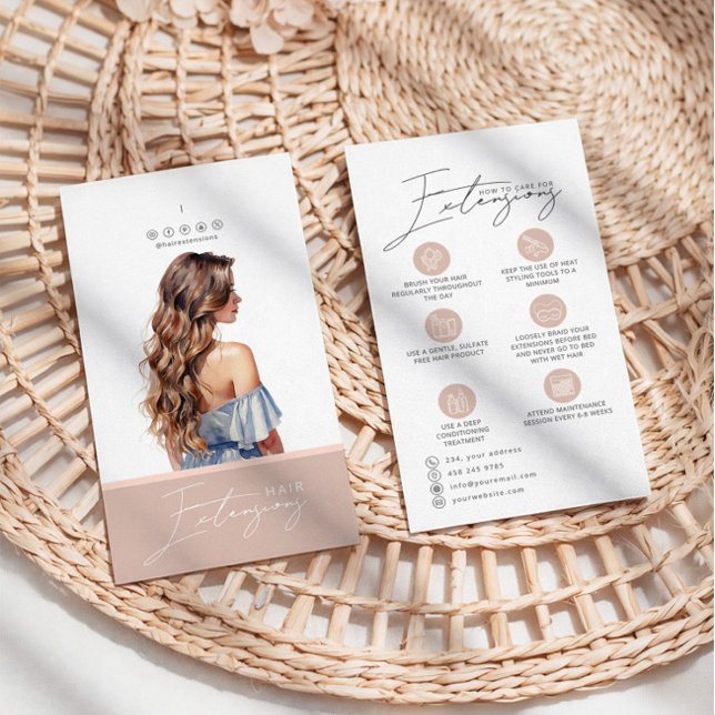 Hair Extensions Care Hang Tag Card (Von Creator hochgeladen)