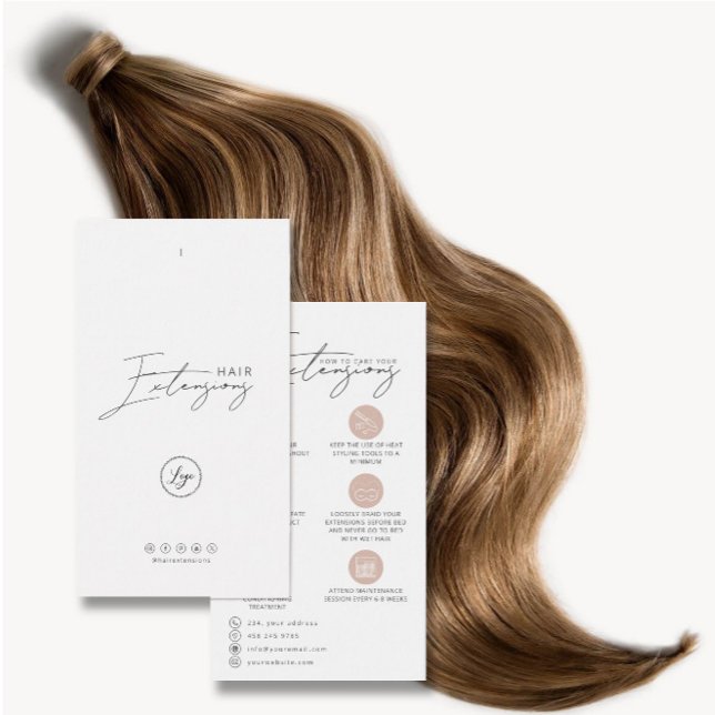 Hair Extensions Care Hang Tag Card mit Logo (Von Creator hochgeladen)