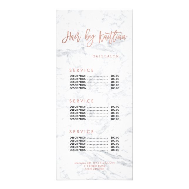 HAIR-Logo Gold Marce Price List 2 Werbekarte (Vorne)