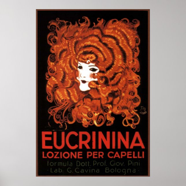 Hair Lotion, Italien, Eucrinina Vintage Werbung Poster (Vorne)