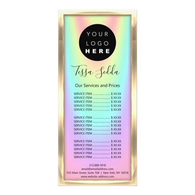 Hair Makeup Body Massage Logo Holograph Werbekarte (Vorne)