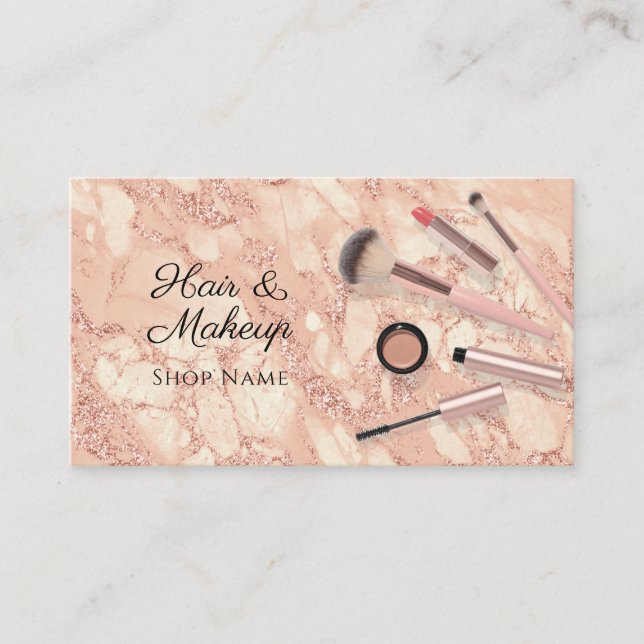 Hair & Makeup Künstler, Rose Gold Marmor, Vs 2 Visitenkarte (Vorderseite)