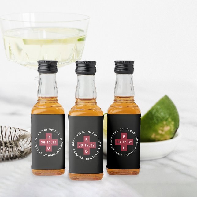 "Hair of the Dog" Funny Wedding Hangover Relief Alkoholflaschenetikett (Von Creator hochgeladen)