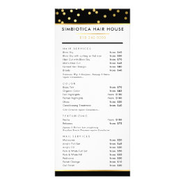 HAIR PRICE LIST Moderne Glam Polka Dot Gold Werbekarte
