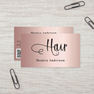 Hair Rose Gold Schwarz elegantes QR-Code-Skript Visitenkarte