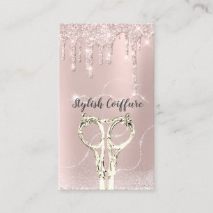 Hair Rose Tropfen Glitzer Coiffure Gold Scheren Visitenkarte