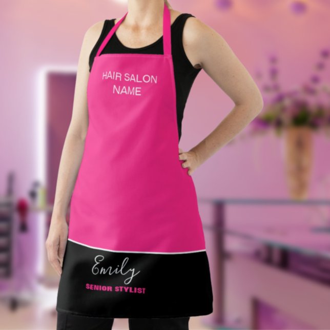 Hair Salon Company Name Mitarbeiter Job Pink Schwa Schürze (Von Creator hochgeladen)