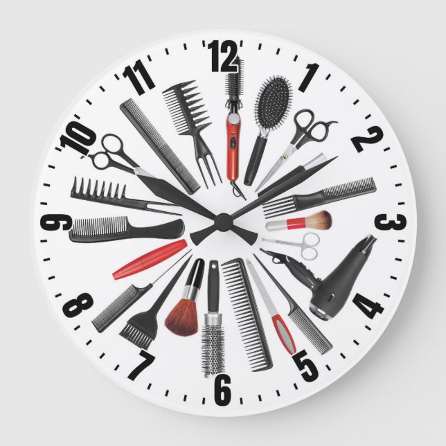 Hair Salon Decorative Wall Clock Große Wanduhr (Vorderseite)