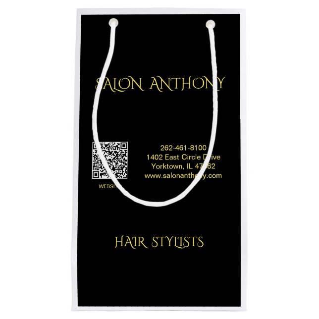 Hair Salon Gold Black QR  Kleine Geschenktüte (Vorderseite)