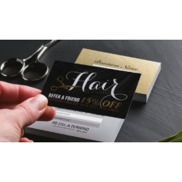 Hair Salon Hairstylist Gold Scissors Empfehlungska Empfehlungskarte