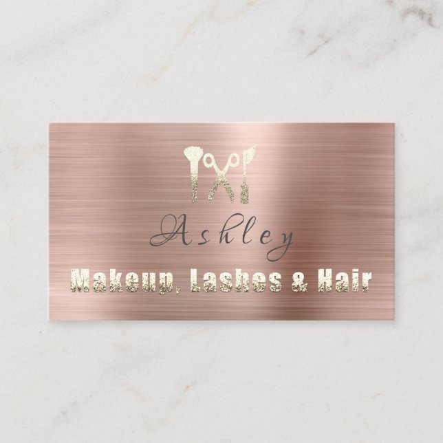 Hair Salon Makeup Lash Rose für Logokombinationen Visitenkarte (Vorderseite)