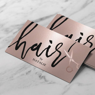 Hair Salon Moderne Rose Gold Handgeschriebene Schr Visitenkarte