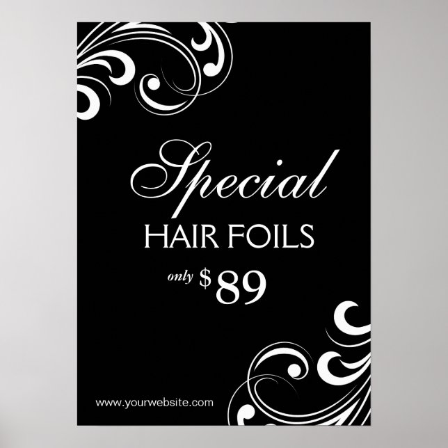 HAIR Salon Poster Wellness-Center Schwarz & Weiß W (Vorne)