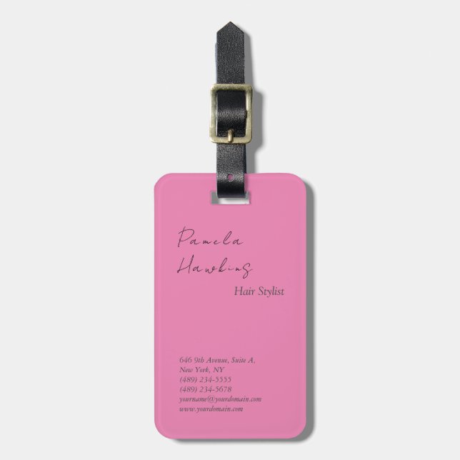 Hair stilvoll berufliche schlichte Rosa feminin Gepäckanhänger (Vorderseite vertikal)