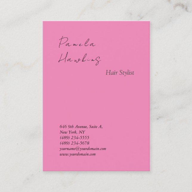 Hair stilvoll berufliche schlichte Rosa feminin Visitenkarte (Vorderseite)