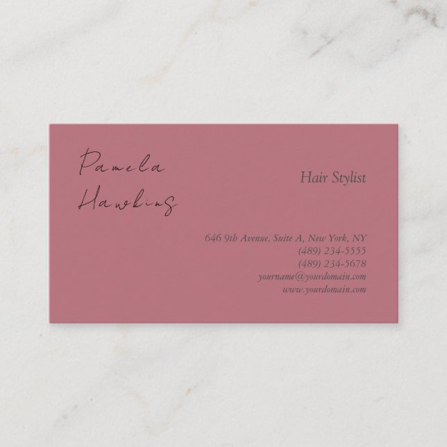 Hair stilvolle berufliche schlichte Rose Goldfarbe Visitenkarte (Vorderseite)
