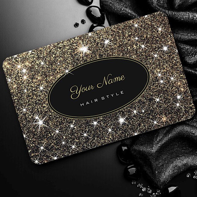 Hair Style Artist Luminous Gold Glitzer Elegante Visitenkarte (Von Creator hochgeladen)