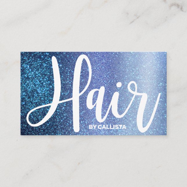 Hair Stylist Aqua Baby Blue Triple Glitzer Ombre Visitenkarte (Vorderseite)