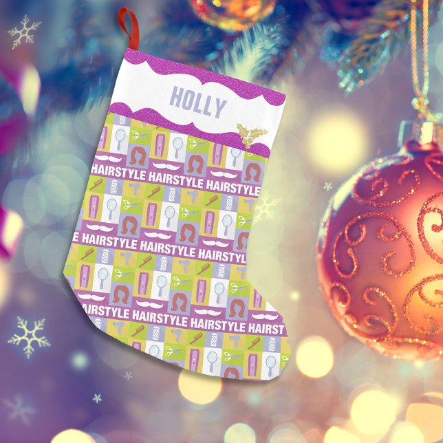 Hair Stylist Beruf | Rosa Glitzer Kleiner Weihnachtsstrumpf (Von Creator hochgeladen)