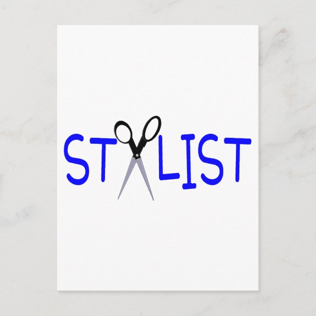 Hair Stylist Blue mit Schere Postkarte (Vorderseite)