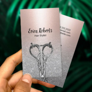 Hair Stylist Blush Rose Gold Silver Glitzer Visitenkarte