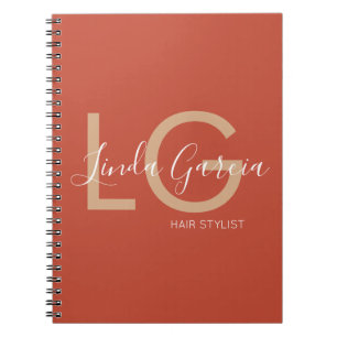 Hair Stylist Burnt Orange Beige Mit Monogramm Notizblock