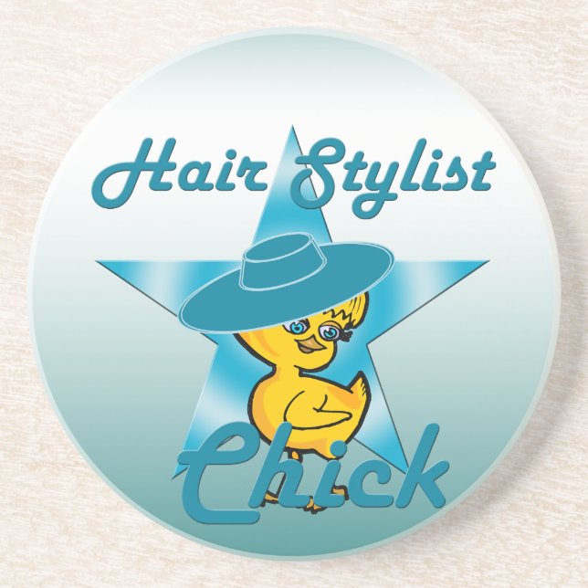 Hair Stylist Chick #7 Sandstein Untersetzer (Vorne)