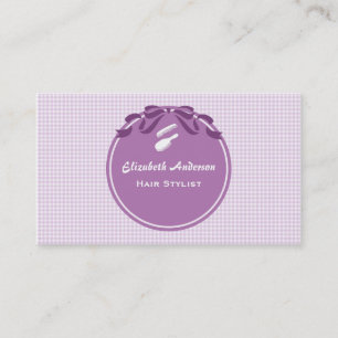 Hair Stylist Country Style Lila Gingham und Bow Visitenkarte