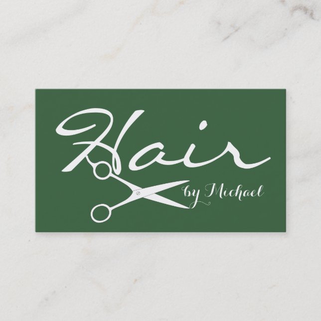 Hair Stylist Elegant Deep Moss Grüner Hintergrund Visitenkarte (Vorderseite)