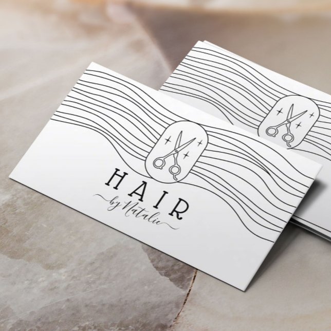 Hair Stylist Elegant HandGezeichnet Schere Logo Visitenkarte (Von Creator hochgeladen)