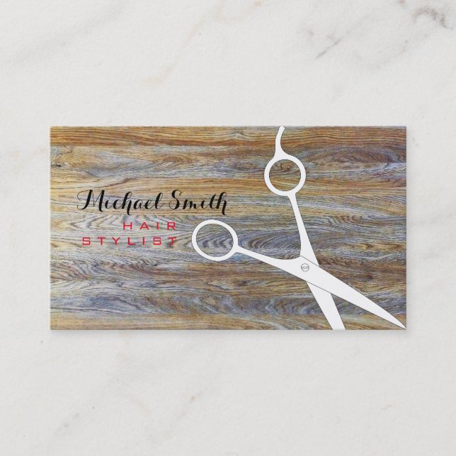 Hair Stylist Elegant Modernes Holz #4 Visitenkarte (Vorderseite)