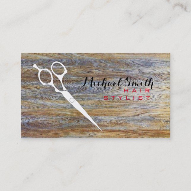 Hair Stylist Elegant Modernes Holz #5 Visitenkarte (Vorderseite)