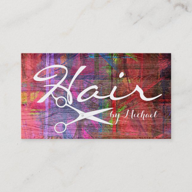 Hair Stylist Elegant Modernes Retro-Farbholz #12 Visitenkarte (Vorderseite)