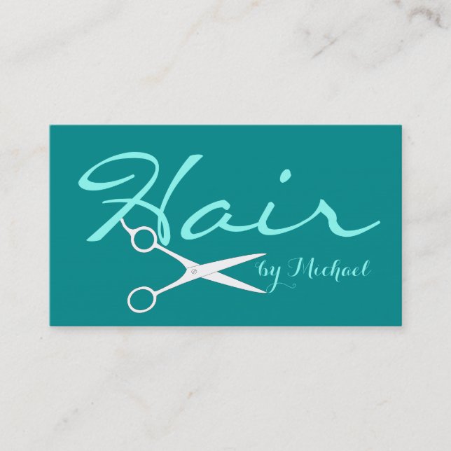 Hair Stylist Elegante Dark Cyan Hintergrund Visitenkarte (Vorderseite)