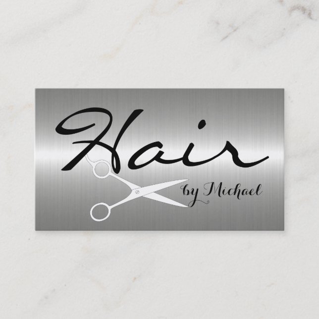 Hair Stylist Elegante Edelstahl Visitenkarte (Vorderseite)