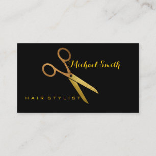 Hair Stylist Elegante Gold Scissors Salon #2 Visitenkarte