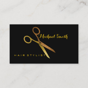 Hair Stylist Elegante Gold Scissors Salon #3 Visitenkarte