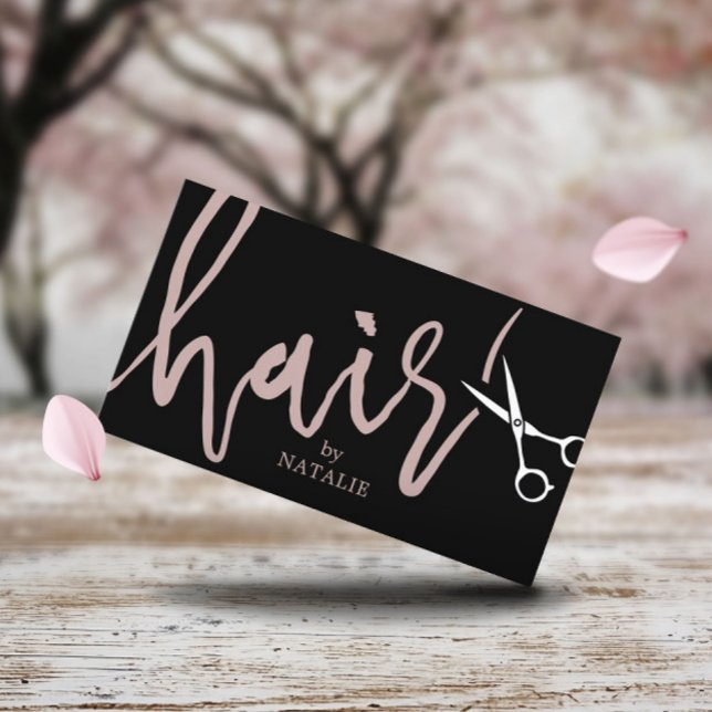 Hair Stylist Elegante Schiserie Drehbuch Schwarzer Visitenkarte (Von Creator hochgeladen)