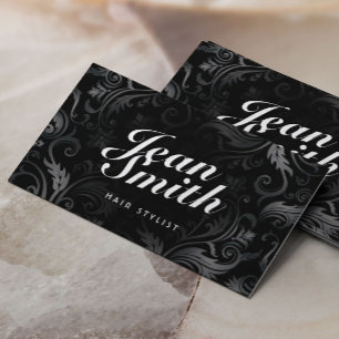 Hair Stylist Elegantes Schwarzes Ornament Typograf Visitenkarte