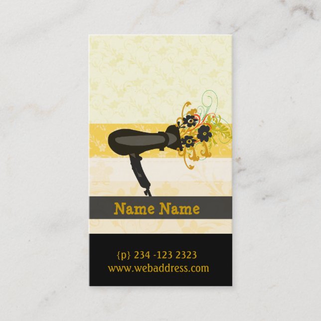 Hair Stylist Ernennung Golden Florals Trockner Terminkarte (Vorderseite)