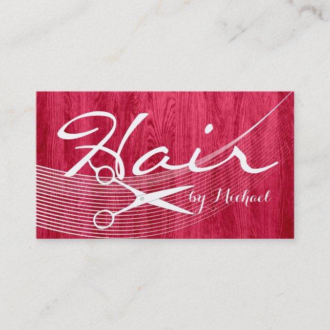 Hair Stylist Ernennung Modern Red Wood Grain #2 Terminkarte (Vorderseite)