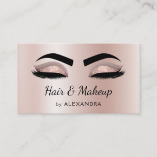 Hair Stylist Eyelash Lashes Glitzer Rose Gold Visitenkarte