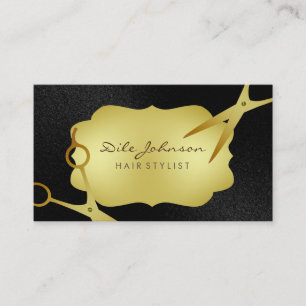 Hair Stylist Gold Glitzer Saloon Black Visitenkarte