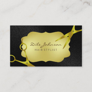 Hair Stylist Gold Glitzer Saloon Black Visitenkarte