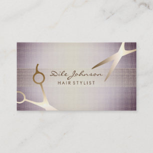 Hair Stylist Gold Glitzer Saloon Linen Lavendel Visitenkarte