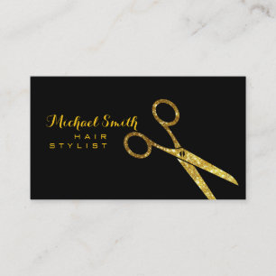 Hair Stylist Gold Glitzer Scheren Visitenkarte