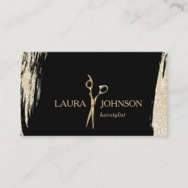 Hair Stylist Gold Glitzer Spritzer Scheren Visitenkarte